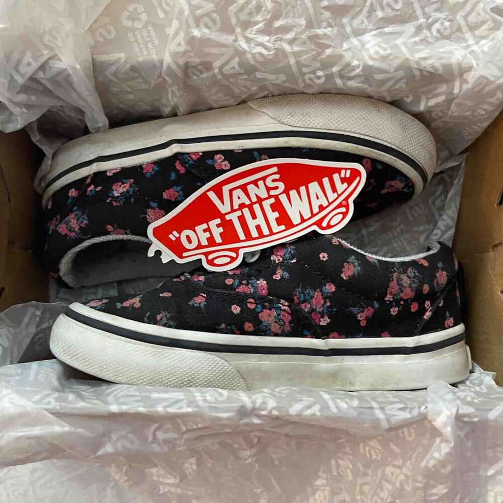 VANS ERA DITSY FLORAL BLACK SHOES US Girl Toddler Size 8.5